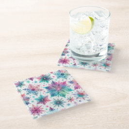 Posavasos De Vidrio Copos de nieve con espíritu