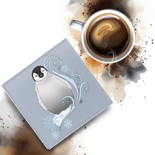 Posavasos De Vidrio Copos de nieve de estilo Art Nouveau pingüino (Subido por el creador)