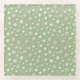 Posavasos De Vidrio Copos de nieve en la menta