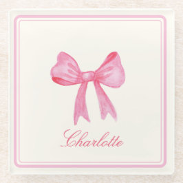 Posavasos De Vidrio Coquette Pink Bow
