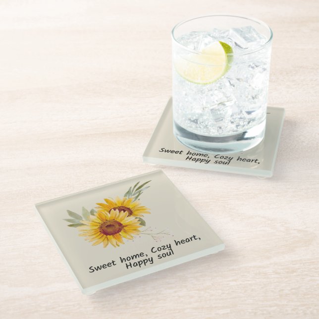 Posavasos De Vidrio Corazón Acogedor Con Monasterio De Sunflowers (Angular)