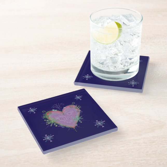 Posavasos De Vidrio corazón de los navidades (Angular)