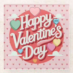 Posavasos De Vidrio Corazón El día de San Valentín colorido