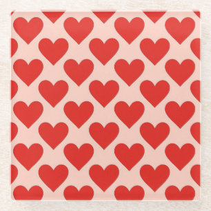 Posavasos De Vidrio Corazón rojo, tradicional día de San Valentín