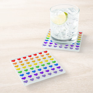 Posavasos De Vidrio Corazones arcoiris