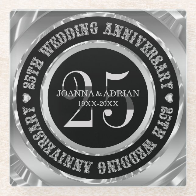 Posavasos De Vidrio Corazones De Diamantes Y Texto (Anverso)