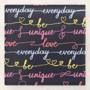 Posavasos De Vidrio corazones de los chicas, palabras patrón sin fisur