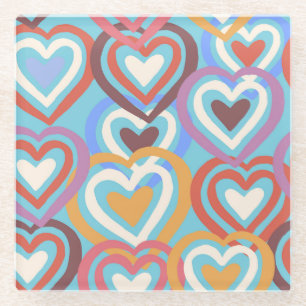Posavasos De Vidrio Corazones Divertidos: Patrón de Textura Perfecta.