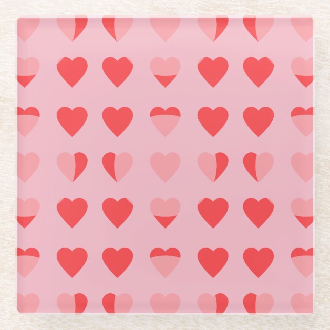 Posavasos De Vidrio corazones modernos (Anverso)