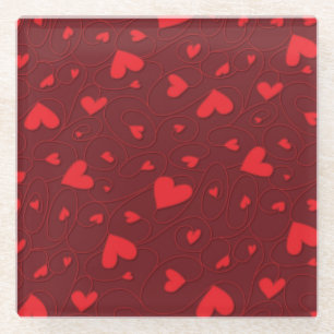 Posavasos De Vidrio Corazones rojos rizados