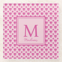 Posavasos De Vidrio Corazones rosados personalizados