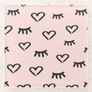 Posavasos De Vidrio Corazones y ojos: boceto de cosecha de cosecha de 