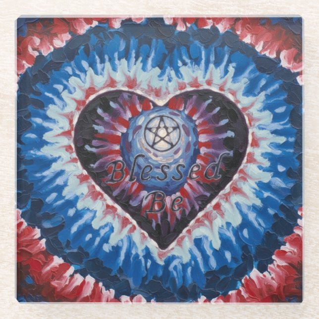 Posavasos De Vidrio CorazónTieDye (Anverso)