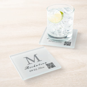 Posavasos De Vidrio Cordón QR personalizado simple de oficina