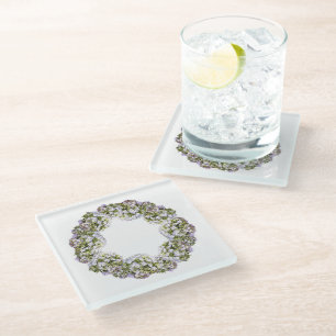 Posavasos De Vidrio Corona de Hortensias