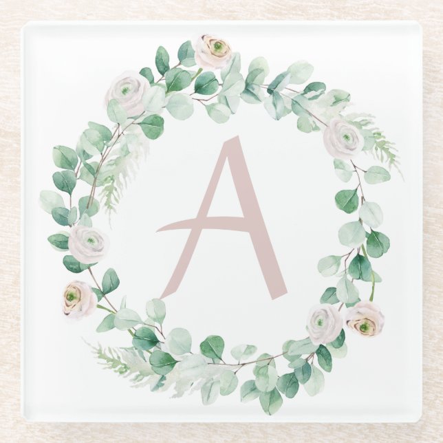 Posavasos De Vidrio Corona de peones de primavera con letra personaliz (Anverso)