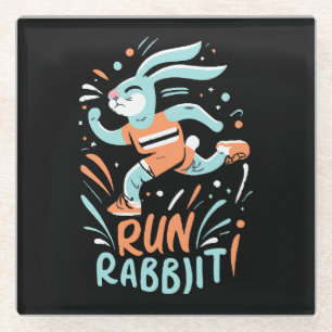 Posavasos De Vidrio correr conejo corredor de maratón conejito lindo