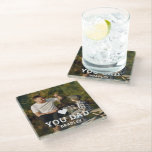 Posavasos De Vidrio Cortar el amor al corazón por tus nombres de fotos<br><div class="desc">Cute HEART LOVE YOU DAD Photo Names Coasters muestra su foto favorita con el texto "(corazón de amor) you Dad" en un alfabeto blanco moderno con sus nombres a continuación. Personalice editando el texto en el cuadro de texto proporcionado y agregando su propia imagen. Perfecto para Navidades, cumpleaños y regalos...</div>