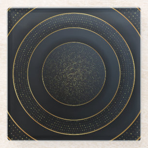 Posavasos De Vidrio Corte de papel de lujo: Gradiente dorado.