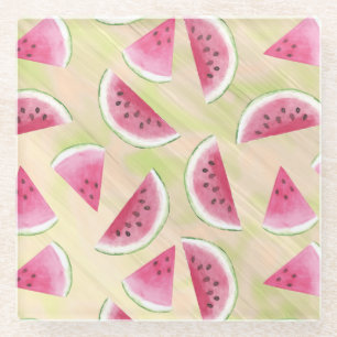 Posavasos De Vidrio Cortes de sandía para pintura Pintura de brotes