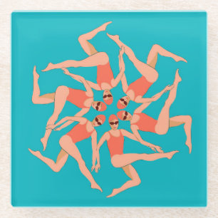 Posavasos De Vidrio Corto nadador artístico