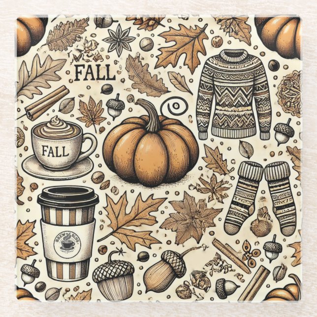 Posavasos De Vidrio Cosecha de otoño (Anverso)