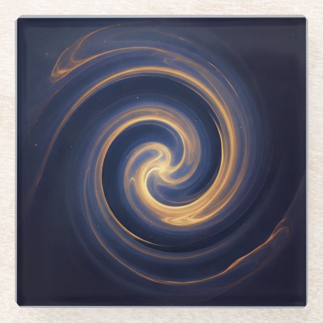 Posavasos De Vidrio Cosmic Vortex of Golden Light (Anverso)