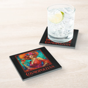 Posavasos De Vidrio Cosmopolita de Art Nouveau