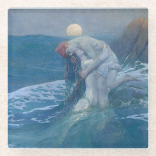 POSAVASOS DE VIDRIO COSTA DE CRISTAL : EL MERMAID : E. PYLE : 1910