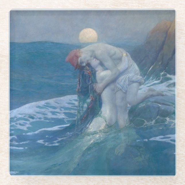 POSAVASOS DE VIDRIO COSTA DE CRISTAL : EL MERMAID : E. PYLE : 1910 (Anverso)