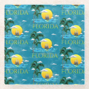 Posavasos De Vidrio Costa de la Marea Marítima de Verano Florida