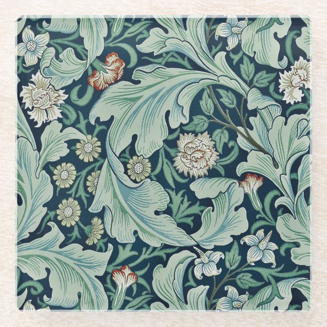 POSAVASOS DE VIDRIO COSTA DE VIDRIO : WILLIAM MORRIS : FLORECIENTE (Anverso)