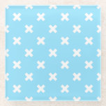 Posavasos De Vidrio Costillas blancas en azul bebé<br><div class="desc">Costillas blancas en azul bebé</div>