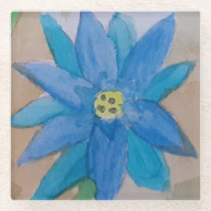 Posavasos De Vidrio Costura De Cornflower Azul