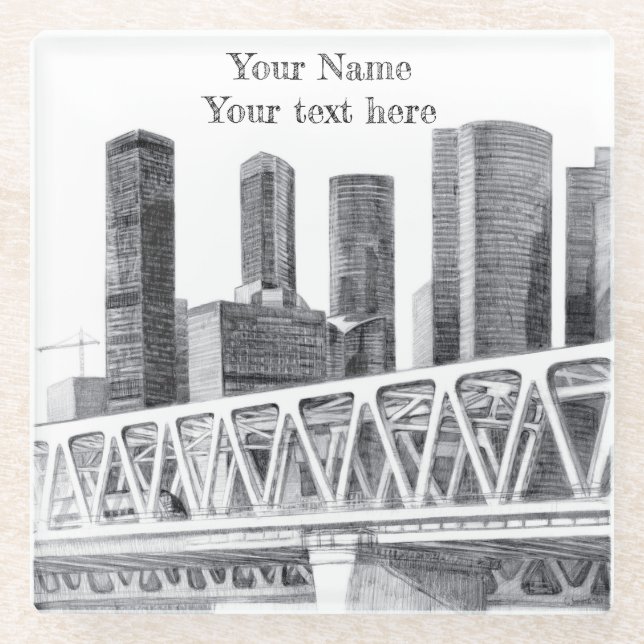 Posavasos De Vidrio Costura del puente del metro (Anverso)