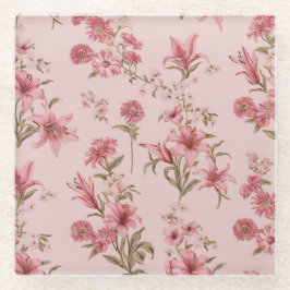 Posavasos De Vidrio Cottagecore floral de los lingotes blancos rosados