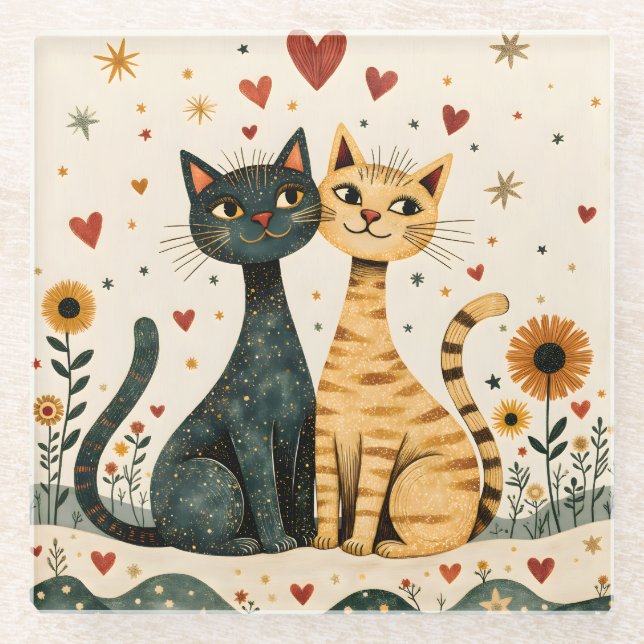 Posavasos De Vidrio Cozy Cats (Anverso)