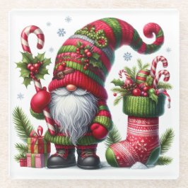Posavasos De Vidrio Cozy Christmas Gnome Art – Festive Holiday
