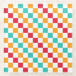 Posavasos De Vidrio Cozy classroom diagonal checkerboard pattern