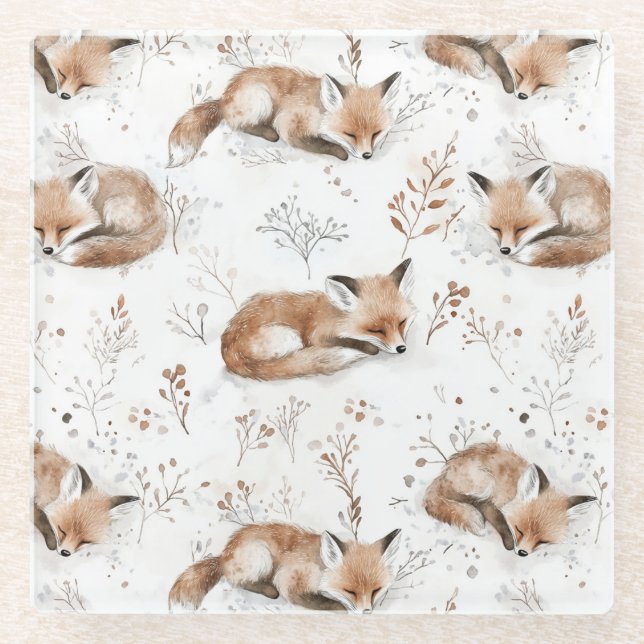 Posavasos De Vidrio Cozy Foxes  (Anverso)