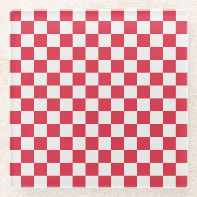 Posavasos De Vidrio Cranberry fizz checkerboard pattern (Anverso)