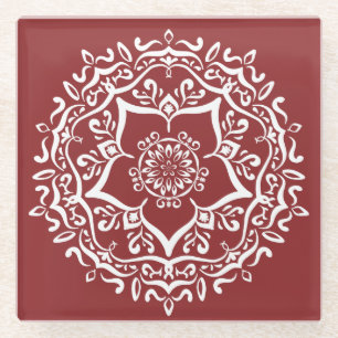 Posavasos De Vidrio Cranberry Mandala