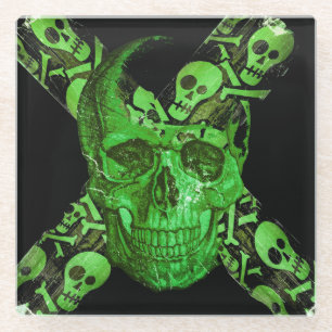 Posavasos De Vidrio Cráneo de Halloween #2