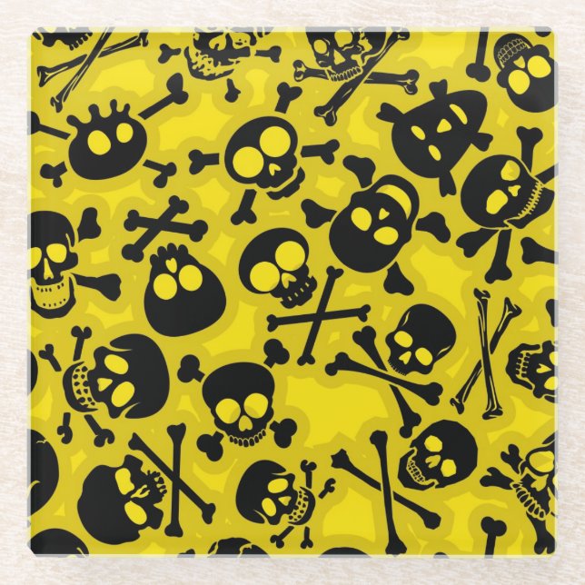 Posavasos De Vidrio Cráneo y modelo de la bandera pirata (Anverso)