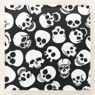 Posavasos De Vidrio Cráneos en modelo negro del fondo