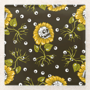 Posavasos De Vidrio Cránulos de girasol: Patrón único sin foco.
