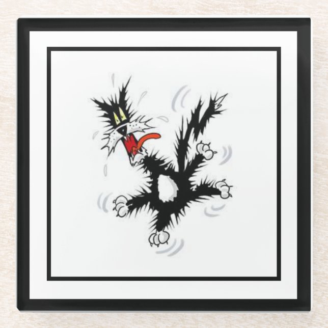Posavasos De Vidrio Crazy Cat (Anverso)