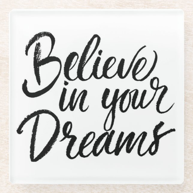 Posavasos De Vidrio Crea en sus sueños (Anverso)