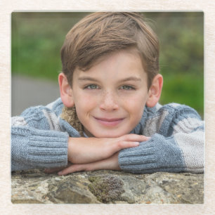 Posavasos De Vidrio Crea la foto de tu hijo personalizada doble cara