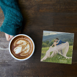 Posavasos De Vidrio Crea tu propia Personalizado elegante foto de boda